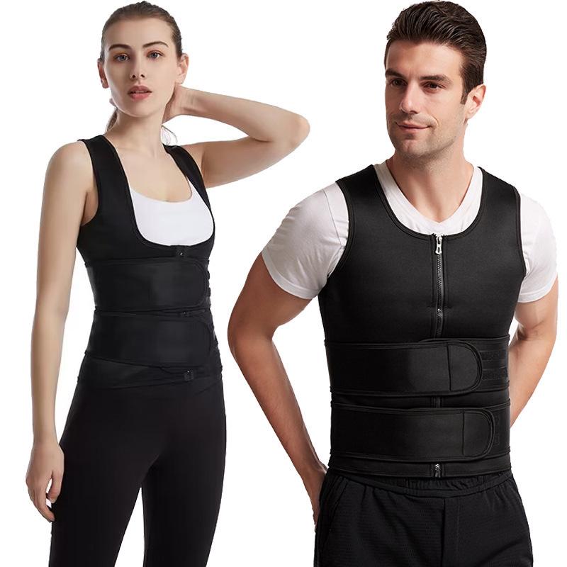 Unisex Double-Waist Zipper Slimming Vest for Exercise and Shaping