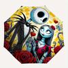 1 Auto Open "Jack Skellington""Sally" Themed Colorful 8-rib Portable Umbrella for Men and Women, A Compact Commuting Companion Suitable for