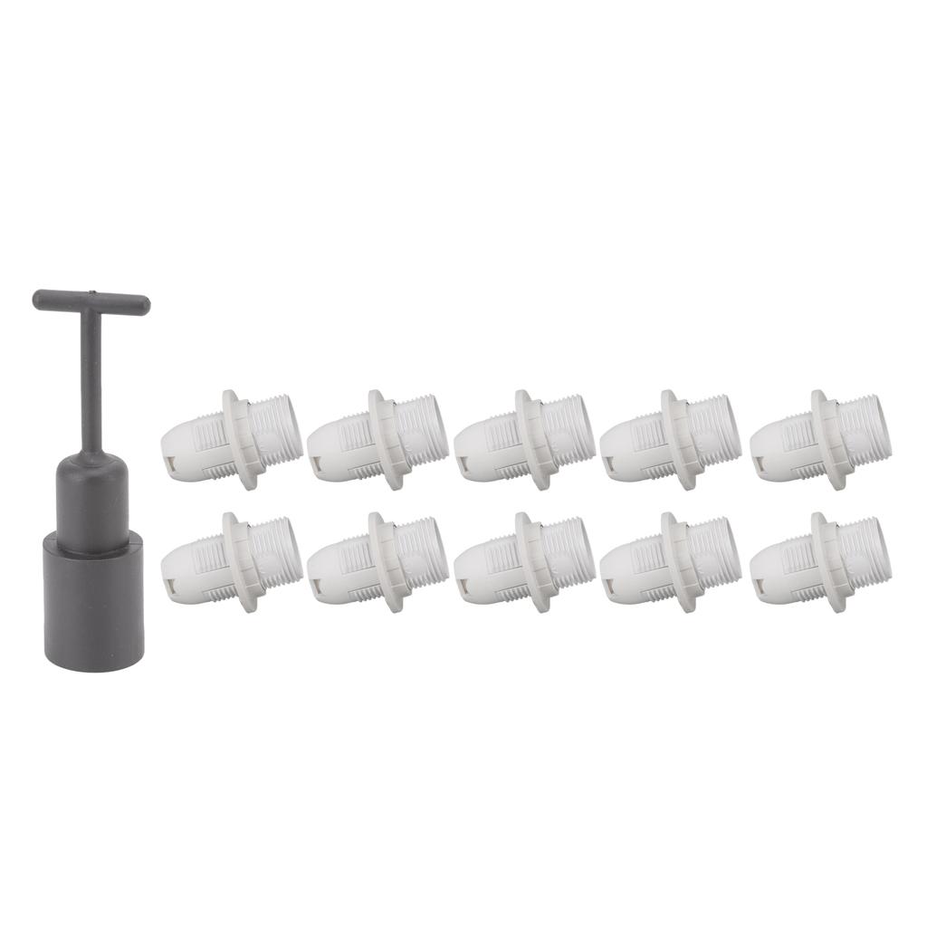 10PCS E14 Lamp Holder ABS with Sleeve High Temperature Resistant Light Socket Base for Home White