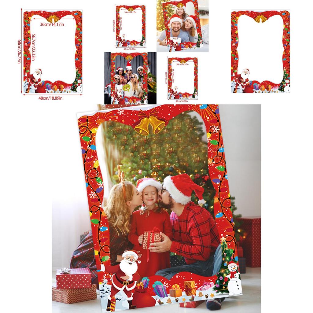 Rekwizyty do fotobudki na przyjęcie bożonarodzeniowe z papierową ramką dla dorosłych i dzieci, świąteczny wystrój
