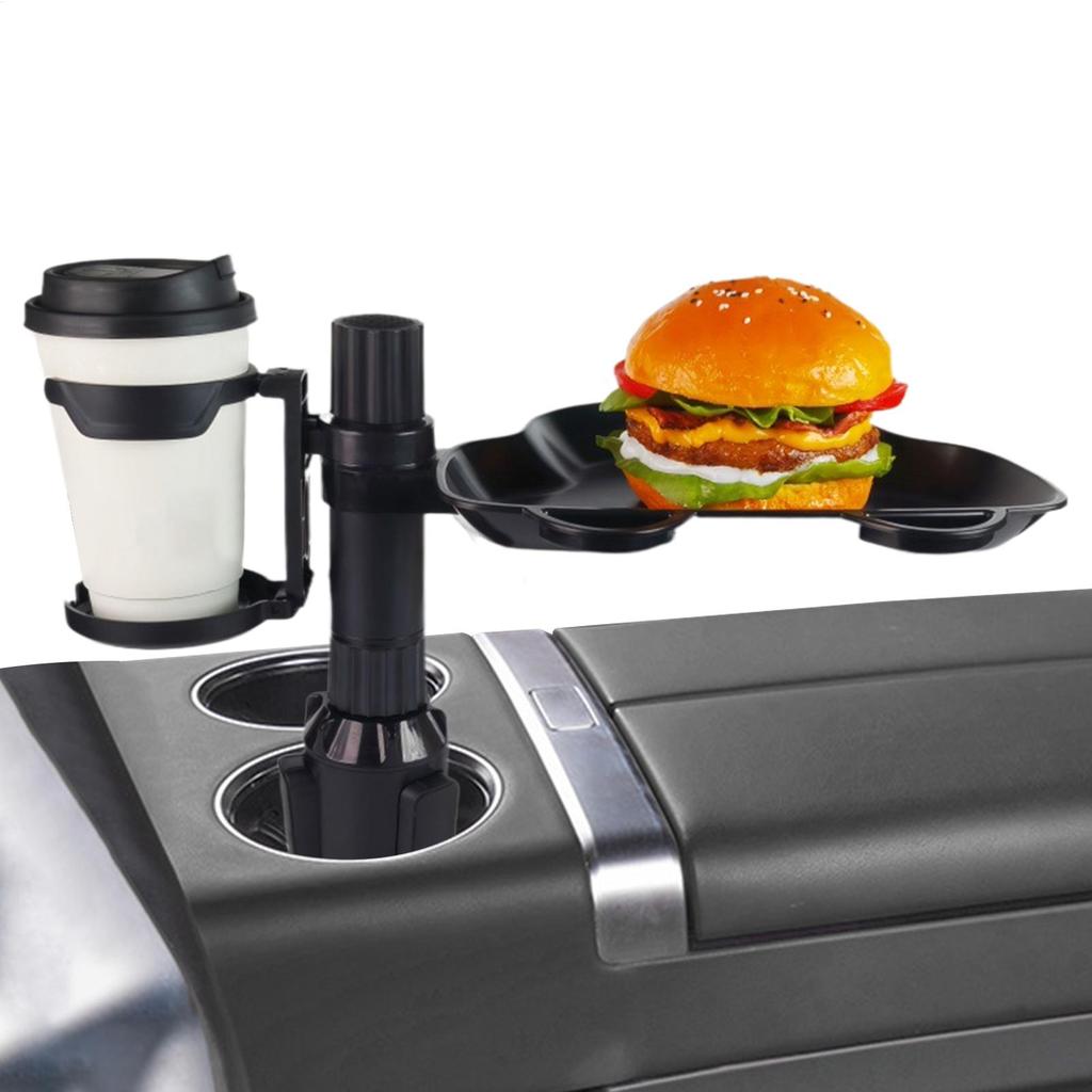 Cup Holder Tray 360-Degree Rotating Drink Organizer Cup Holder Food Eating Tray for Seat Truck Kids Travel Desk Backseat Road