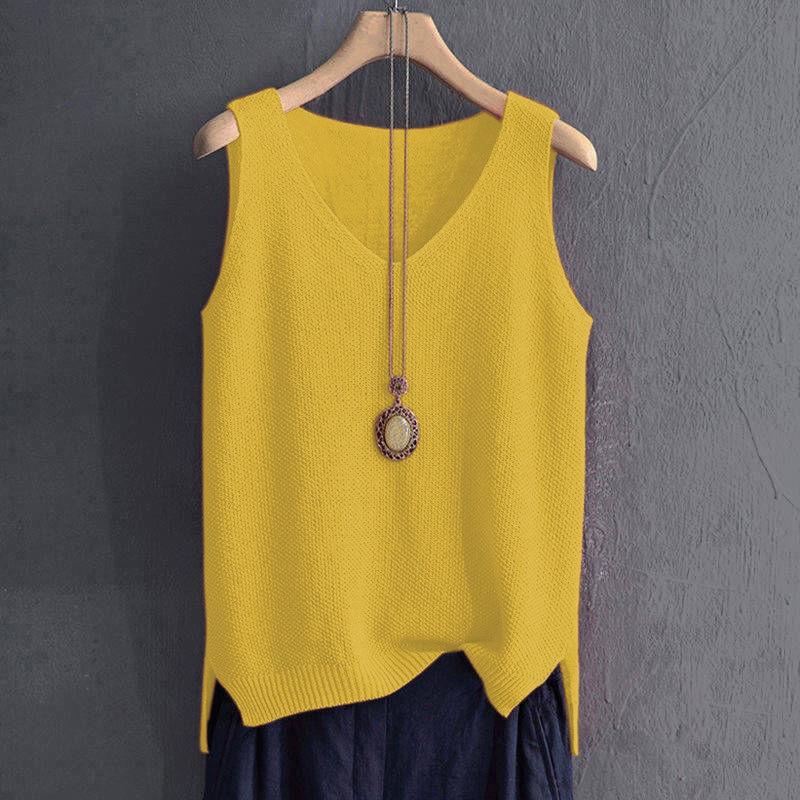 Women Summer Sleeveless Knitted Blouse Shirt Women Clothes V-neck Blouse Women Tops Shirts
