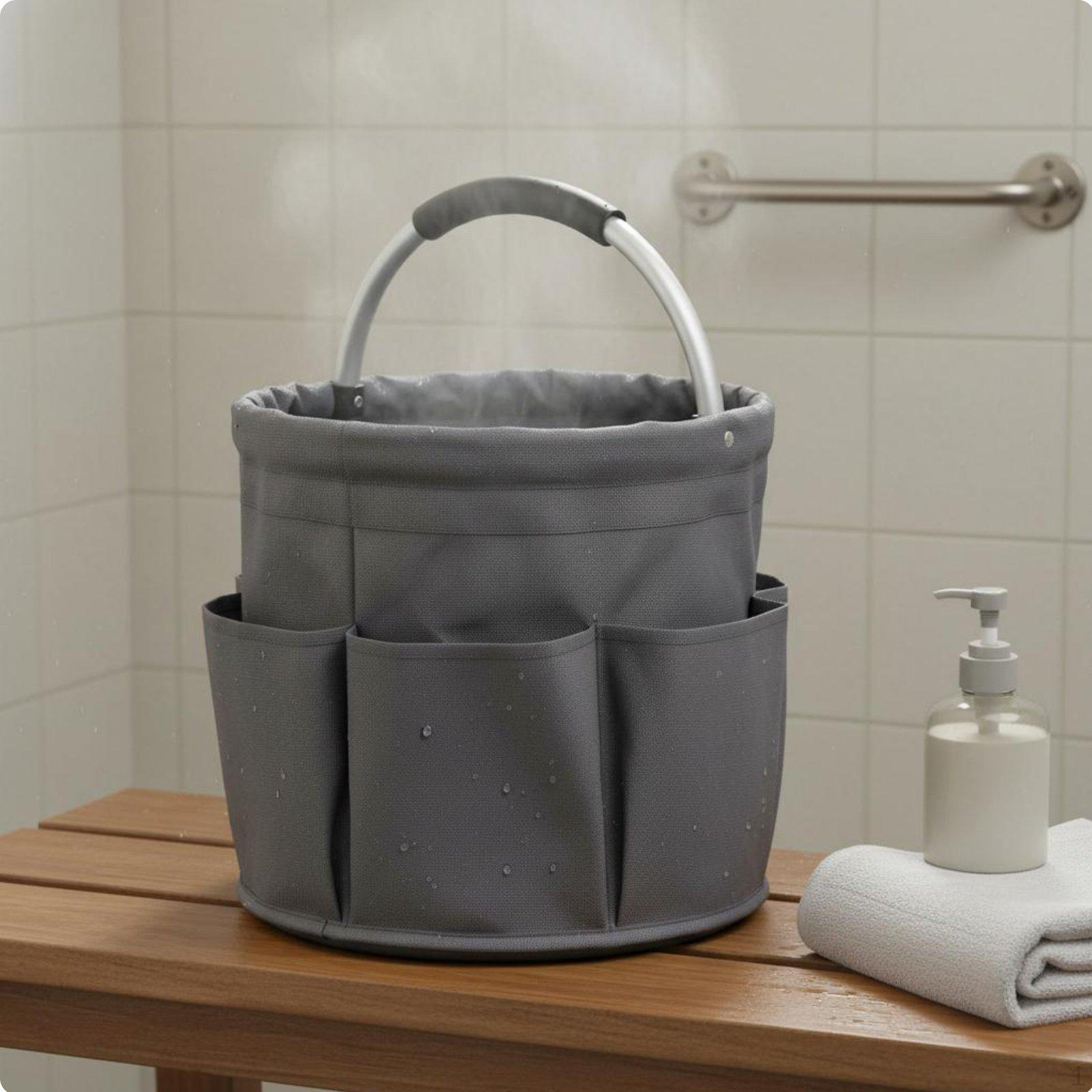 Portable Shower Storage Tote Large Capacity Foldable Utility Waterproof Material Multiple серый
