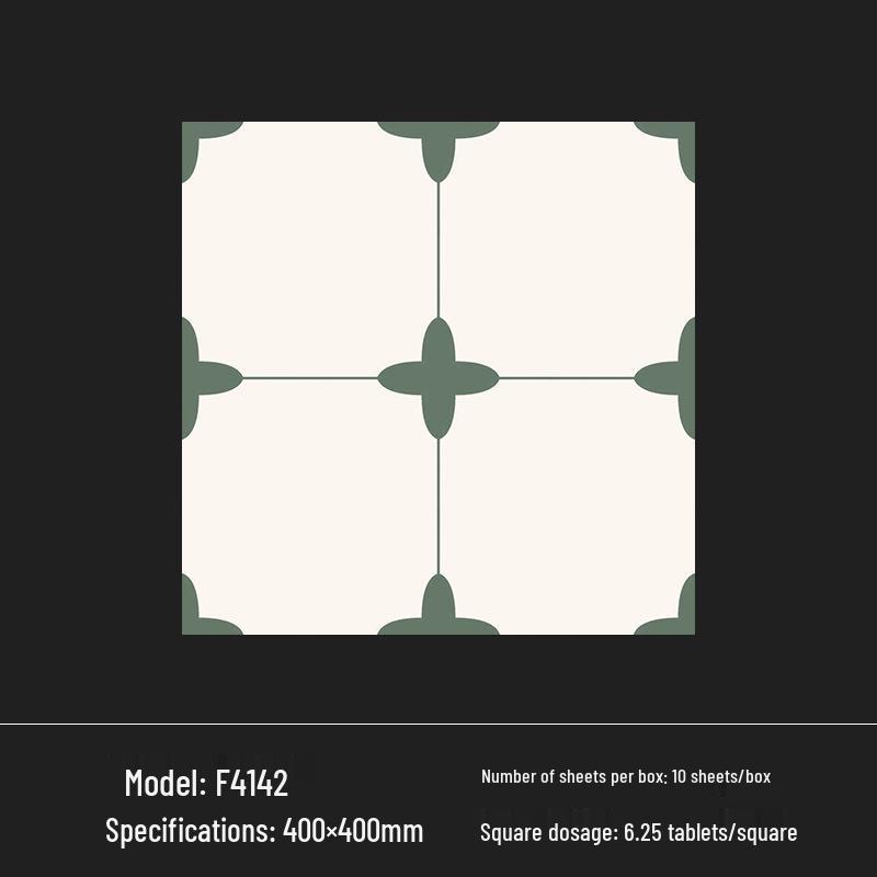 400x400 Zelená francouzská retro dlaždice s malým květinovým vzorem pro kuchyň, koupelnu, balkon a podlahu