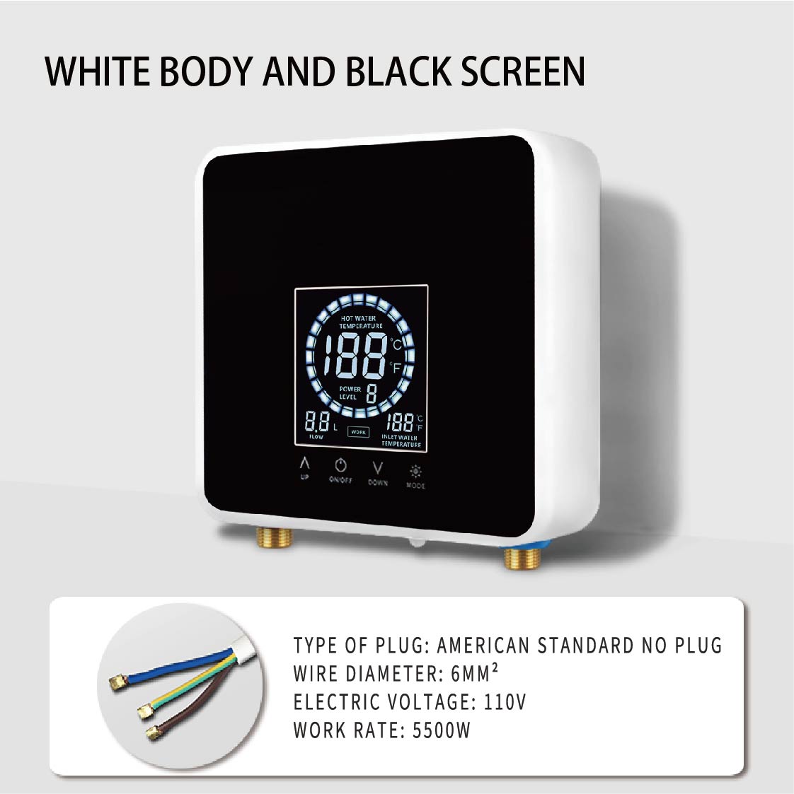 

110 В/220 В проточный водонагреватель для ванной комнаты, кухни, настенный электрический водонагреватель с ЖК-дисплеем температуры и пультом дистанционного управления