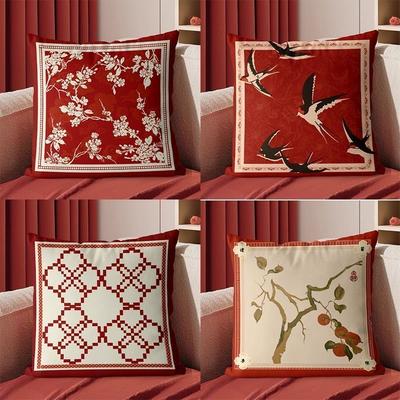 Festlicher chinesischer leichter Luxus-Kissenbezug Sofa-Wohnzimmer-Kissenbezug Nachttischkissen-Rückenkissen-Quadrat-Kissenbezug