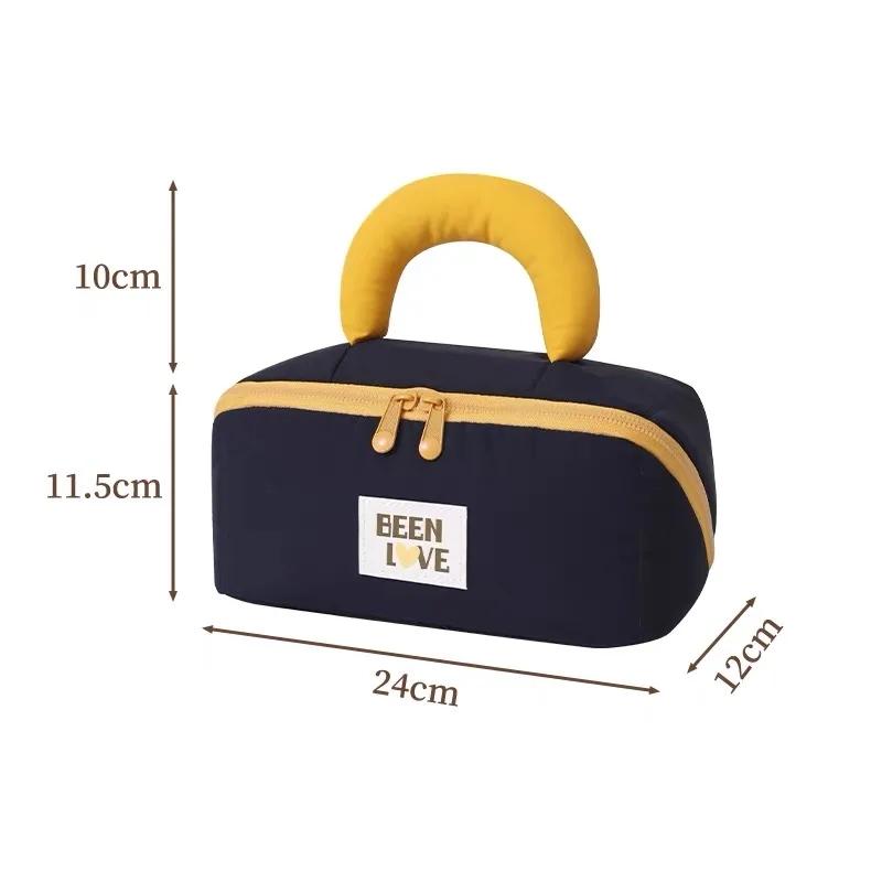 

Cosmetic Bag Travel Portable Makeup Organizer Bag Large-capacity Cosmetic Storage Handbag with Zipper Toiletries Bags темно-синий