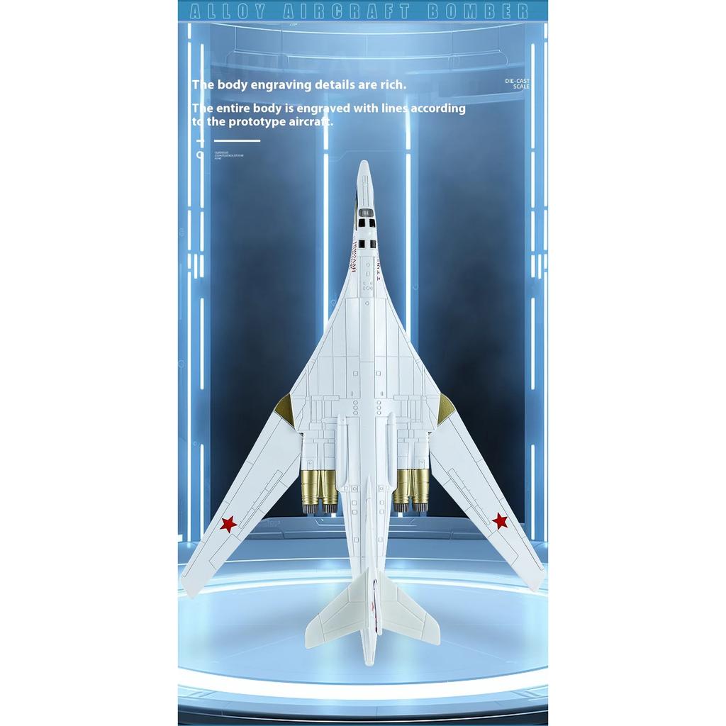 1/200 Scale TU-160 Long Range Strategic Bomber Model with Display Base Collection Ornaments Military Fan Gift Halloween Toys