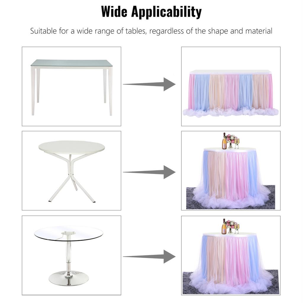 Table Skirt Home Party Gauze Tablecloth Wrap Gauze Floor Long Yarn Used for Wedding Christmas Decoration Dessert Hotel