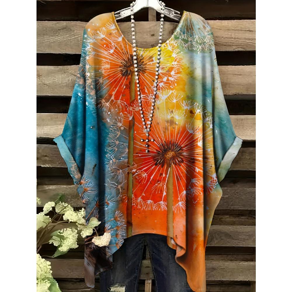 New Woman Elegant Peacock Print T-Shirts Casual Loose Machine Washable O-Neck Short Sleeve Summer Fashion Streetwear Clothing