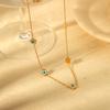 Europe and America INS Retro Fashion Turkish Eye Flower Bracelet Necklace Plated 18K Gold Stainless Steel Jewelry Set Women