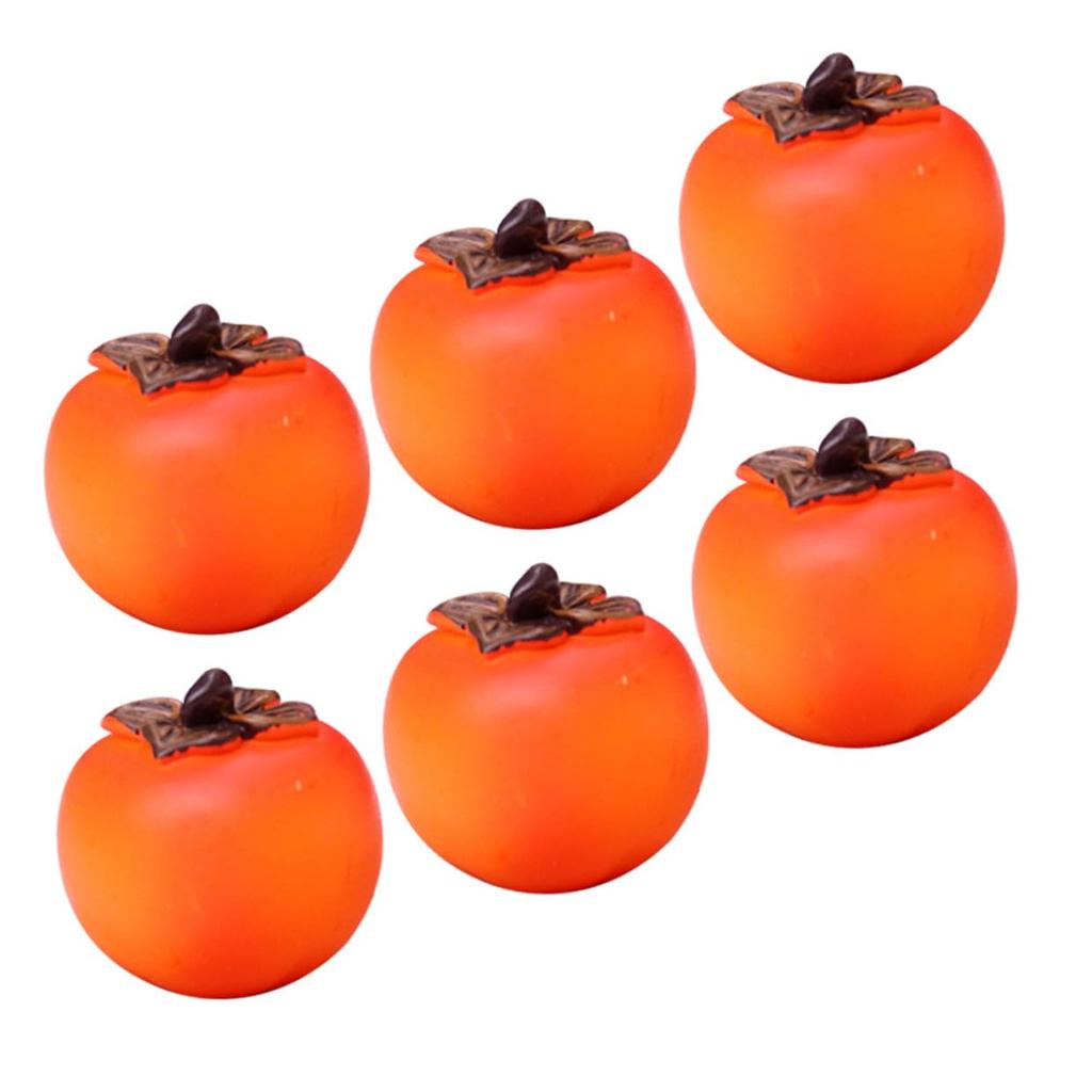 KALLORY Miniature Persimmons, Set of 6, Food Samples, Fruit Models, Fake Food, Dollhouse Parts, Crafts, DIY, Photography Accessories, Figurines,