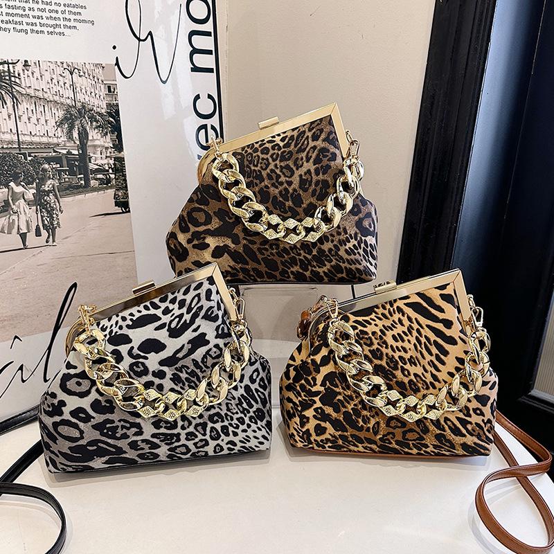 2025 Leopardenmuster Damen Mode Schultertasche mit dicker Kette - Europäischer & Amerikanischer Stil Trend