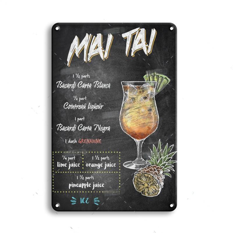 Vintage Metal Tin Sign Decorations Gin & Tonic Cocktail Plate Decorative Poster Plaque Bar Kitchen Home Wall Decor 8 X 12 Inch