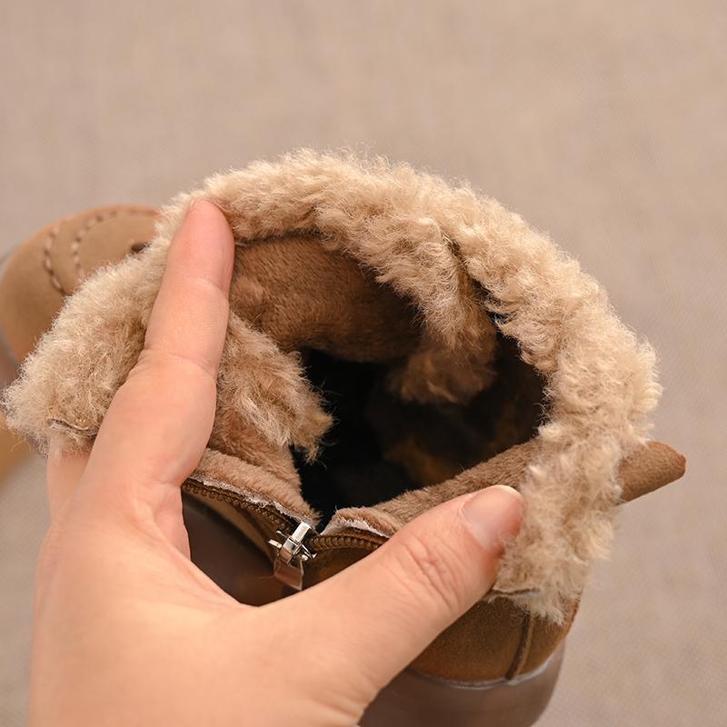 Winter Children Thick Sole Suede Snow Boots Girls Casual Warm Anti-slip Cotton Shoes Casual Outdoor Flat Footwear