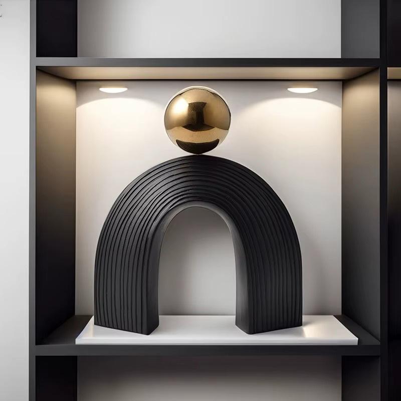 Modern Arch Sculpture, Nordic Abstract Art Figurine, Light Luxury Resin Statue for Living Room, Desktop & Office Shelf Decor