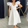 Summer New Ruffle Leaf Edge High Waist Skirt Banquet Party Dress