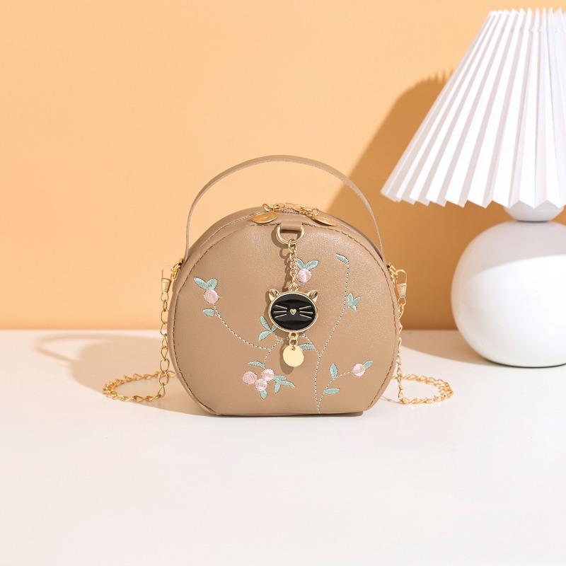 

Women s bag printed cat head small round bag summer new personalized single shoulder oblique span change small bag абрикосовый