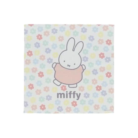Marushin Handkerchief Miffy Happy Flower Days for Kindergarten, Preschool, Elementary School Girls - Character, 30cm Cotton, Inkjet Print,