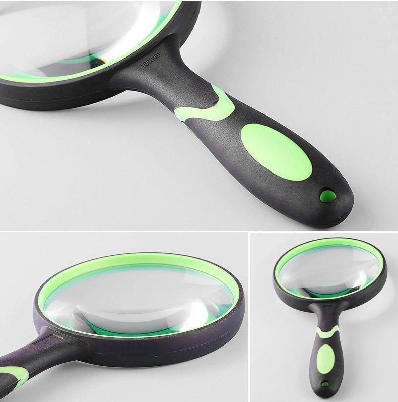 10x HD Drop-Proof White Rubber Handheld Magnifying Glass for Reading