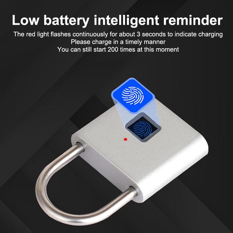 Smart Fingerprint Padlock Waterproof Biometric Fingerprint Keyless Door Lock Usb Rechargeable Security Padlock For House Unlock