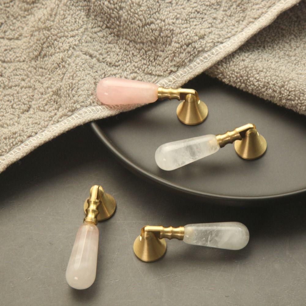 Nordic Style Brass Handle Pink Crystal Drawer Knobs Furniture Hardware Dresser Drawers