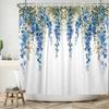 Top Fresh Watercolor Plants And Flowers Leaf Pattern Bathroom Shower Curtain Home Decoration Waterproof Tape Hooks