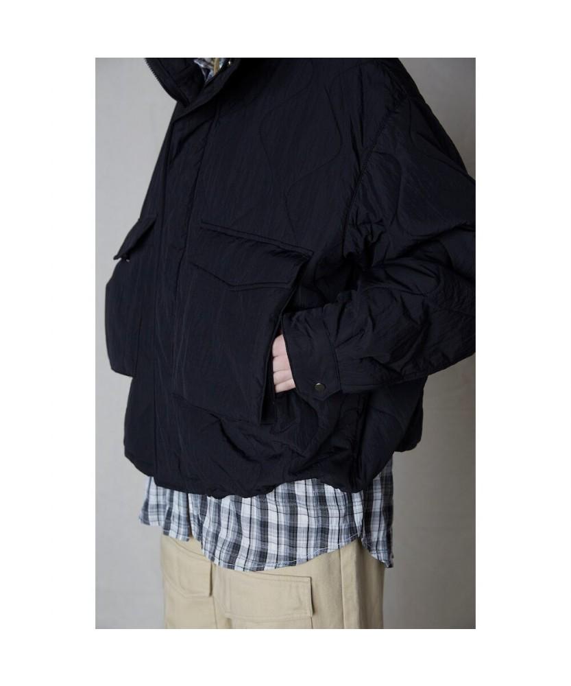 Sand Sound (Unisex) Big Pocket Padded Quilted Jumper Black