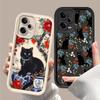 Black Cat Flower Artistic Phone Case For Redmi Note 13 12 Pro Plus 5G 13 12 Pro 4G 5G 11 10 Pro 12S 5G 11S 10S Redmi 13C 12 5G