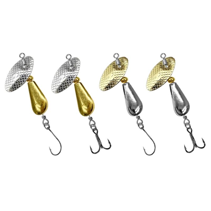 2pcs Fishing Spoons Metal Lures with Hook Rotating Hard Fishing Lures Fishing Sequins Baits for Trout Spinner Baits