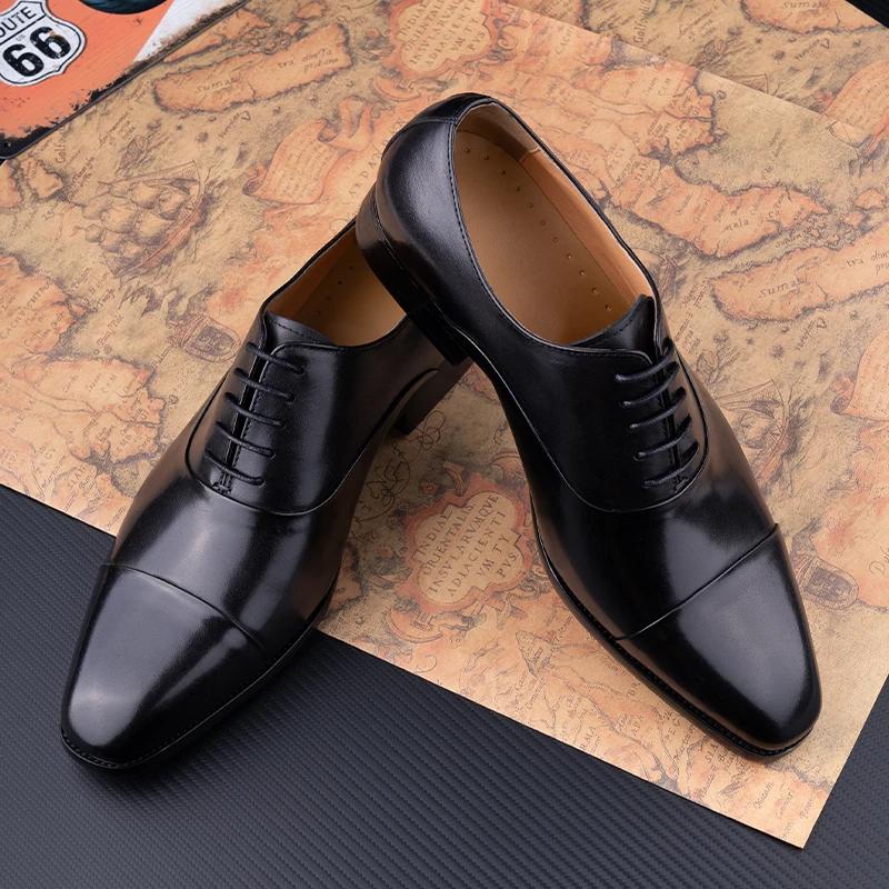 Fashion High Quality Handmade Mens Oxford Leather Shoes Inner Suture Genuine Leather Men Dress Shoes Business Formal Leather Shoes