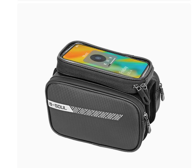 Waterproof Bicycle Frame Bag with Touchscreen Phone Holder Front Tube Bag Mountain Bike Saddle Bag Multi-Compartment Storage