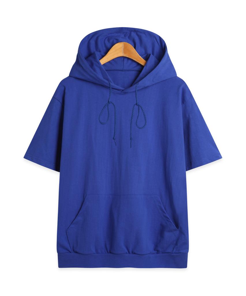 Basis Standaard 20-Count Hoodie Korte Mouw T-shirt Kobalt