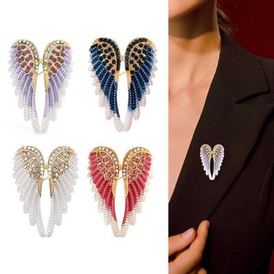 Set Of 4 Elegant Rhinestones Feather Brooch Unisex Angelic Wing Pins for Stylish Accessorizing Backpack Decorations