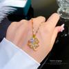 Light Luxury Full Diamond Micro-Inlaid Zircon Temperament Super Fairy Flower Necklace Copper Electroplated Real Gold Pendant
