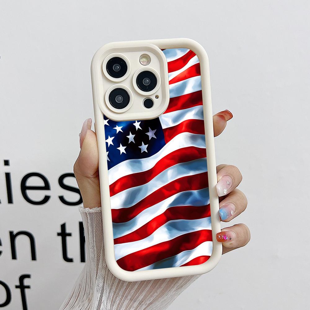 USA America Flag Thicken TPU Mobile Phone Case for iPhone 17 16 15 14 13 12 11 Air Pro Max Plus Colorful Cover