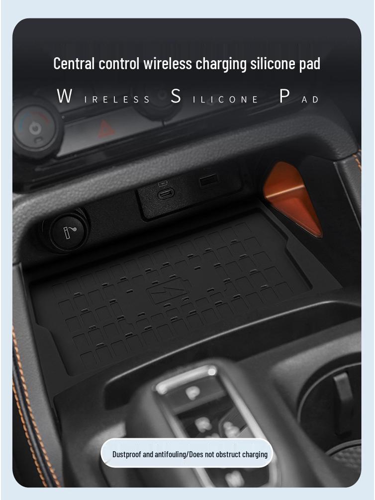 Ranger 23-24 Wireless Charging Silicone Pad: Non-Slip Center Console Car Interior Accessory.