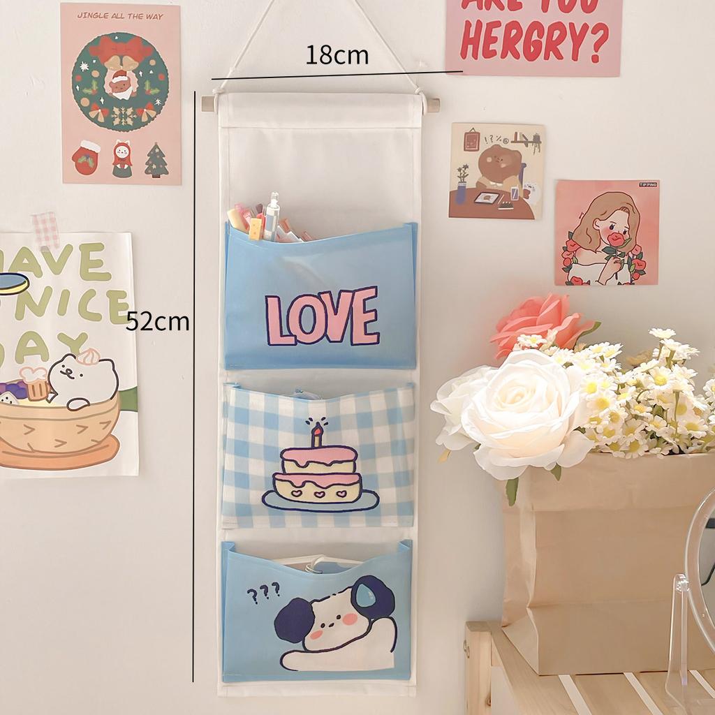 Cloth Storage Bag Hanging On The Wall Behind The Dormitory Door, Mobile Phone Storage Bag Hanging On The Bedside Wall of College Students
