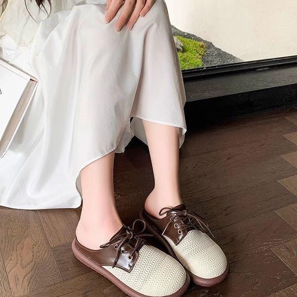 Temperament bag head half slippers women's 2025 new spring and autumn wear lazy one-pedal single shoes super fire beautiful Mueller shoes