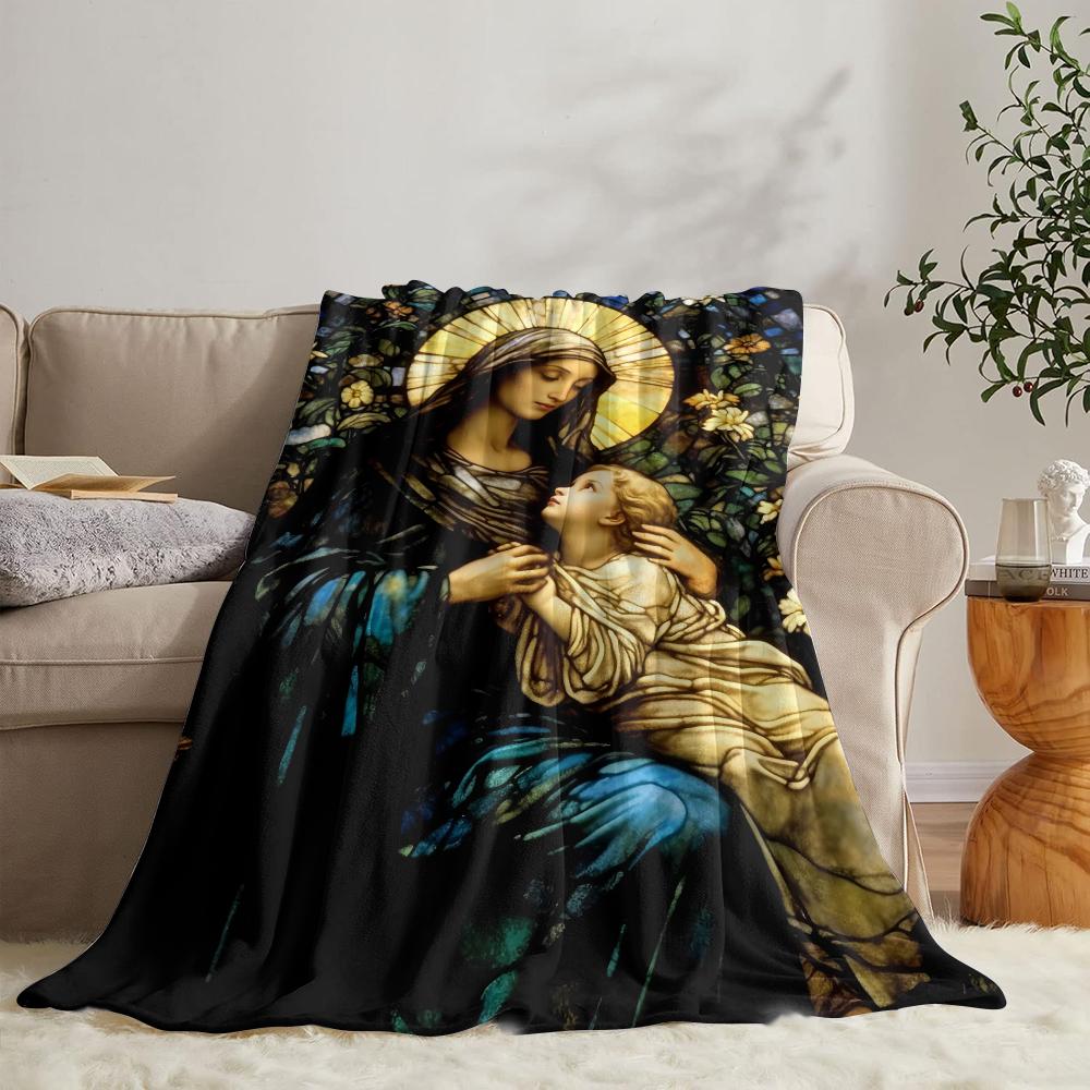 GUOYU Blanket Mary Throw Soft Flannel Throw Summer Blanket Lightweight Cozy Nap Blanket for Sofa Bed Travel 75x100cm (30x40inch)