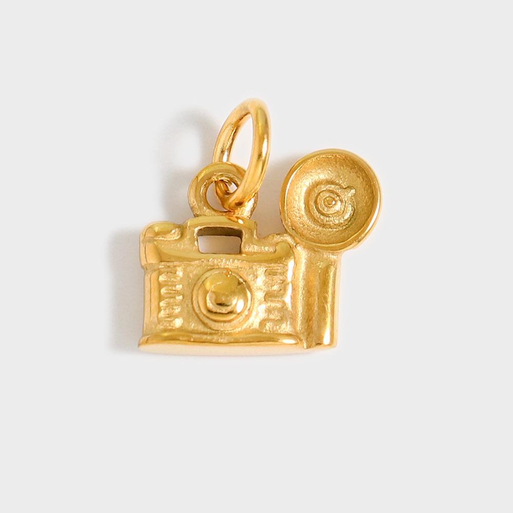 Retro 3D Camera Series Pendant 18K Plated Stainless Steel Charms DIY Handmade Gifts for Photographers & Travel Lovers