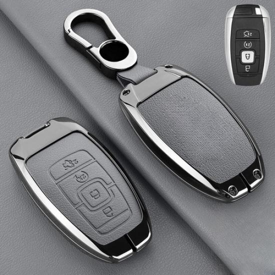 Alloy Leather Car Key Case Cover For Lincoln MKC MKZ MKX Navigator Continental