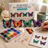 3D Beaded Butterfly Craft Kit, Tiny Beaded Animal DIY Handmade Art Set with Instruction, Cute 4-Pack Butterflies Beadwork Kit