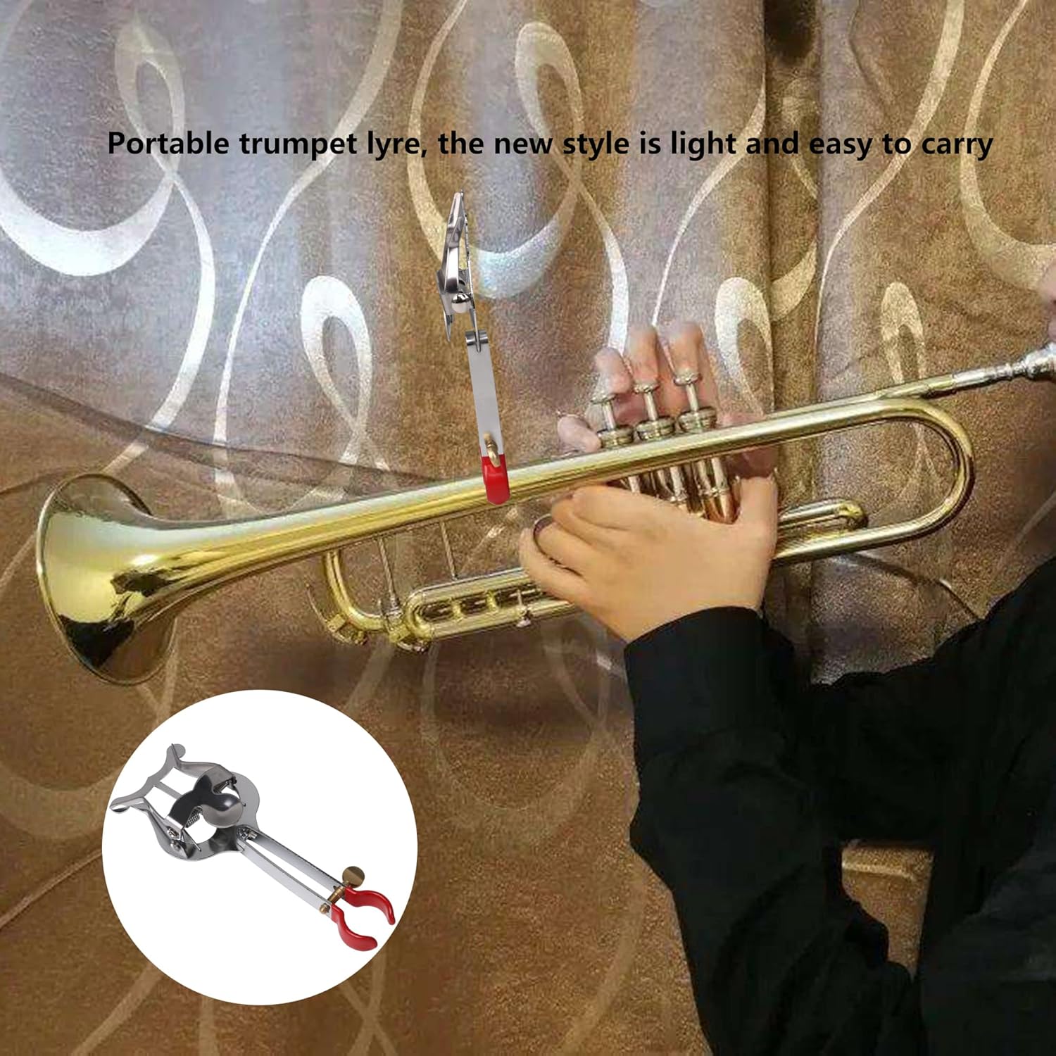 lovermusic Silver Trumpet Marching Lyre Clamp-On Music Clip Replacement for Instrument Parts
