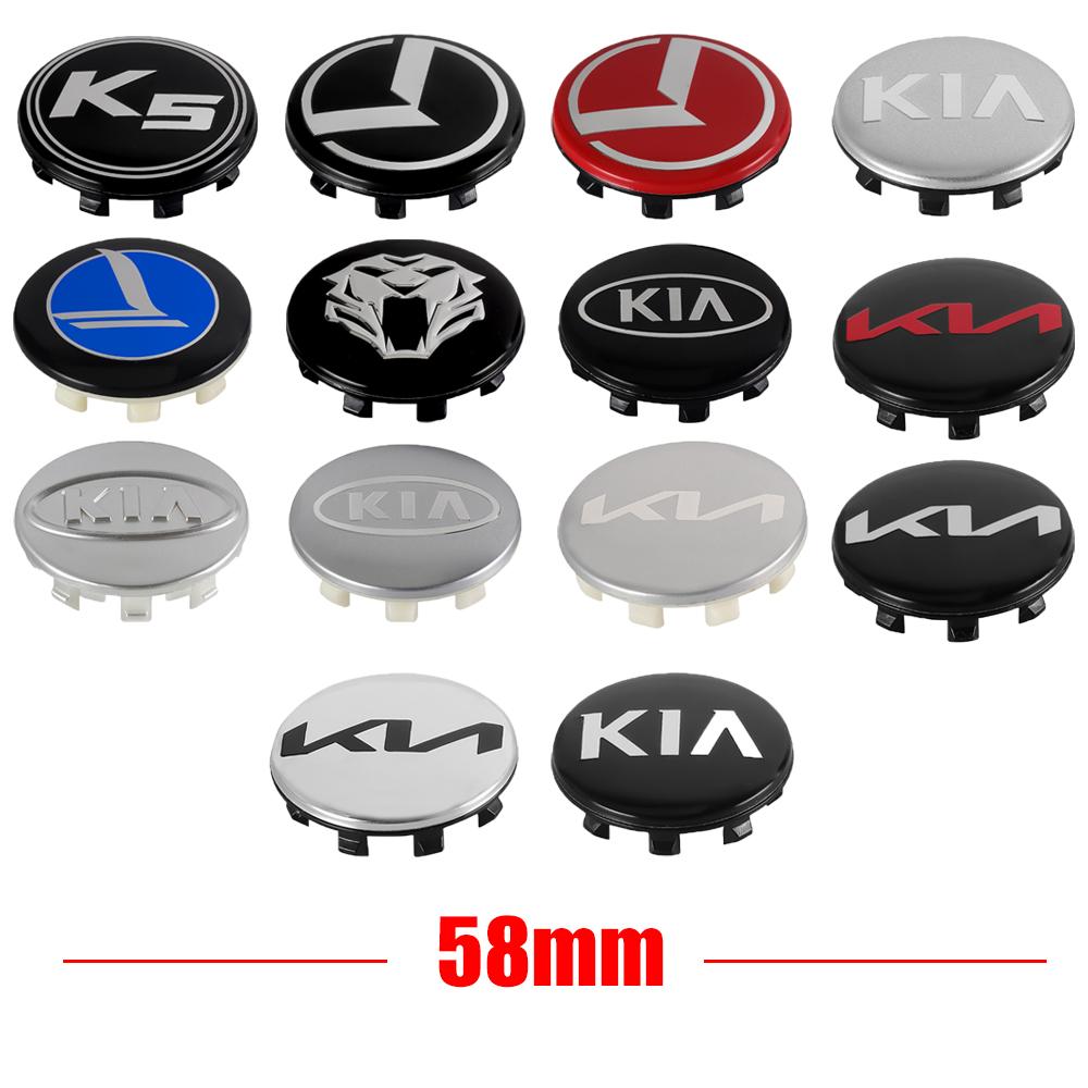 NKOJ5 56/58mm 4Pcs Car Wheel Center Hub Cap Cover For Kia Sportage 3 Rio K2 K5 K3 Carnival Picanto Ceed Soul EV6 Styling Accessories