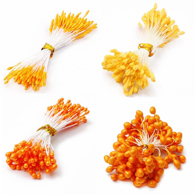 Orange Flower Double-Headed Stamen Foam Hairpin DIY Accessories