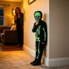 In the Dark Halloween Skeleton Costume with Light Up Eyes for Adults Unisex Party Outfit