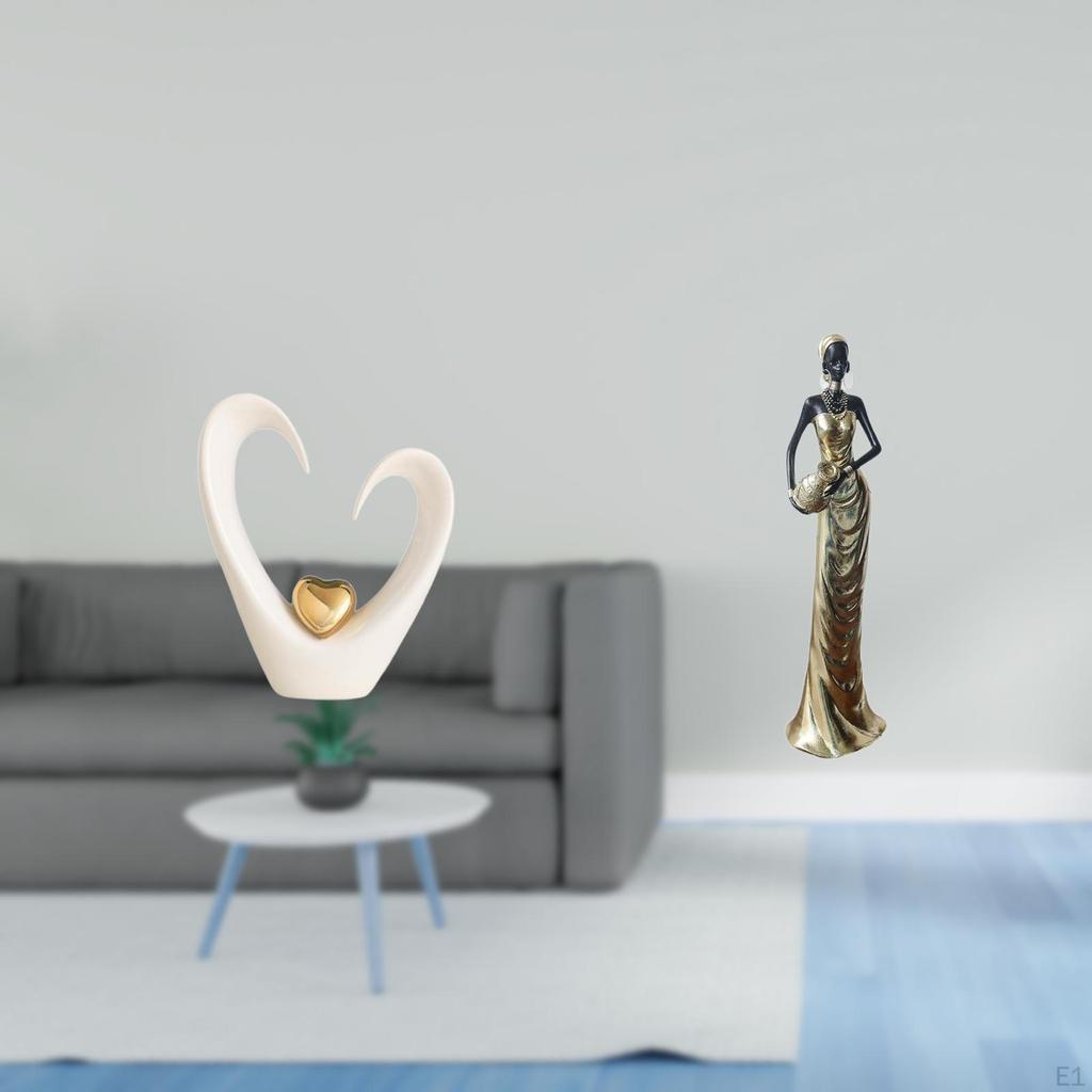 Heart Sculpture Desktop Ornament Collectible Minimalist Decorative Figurine Modern Tribal Lady