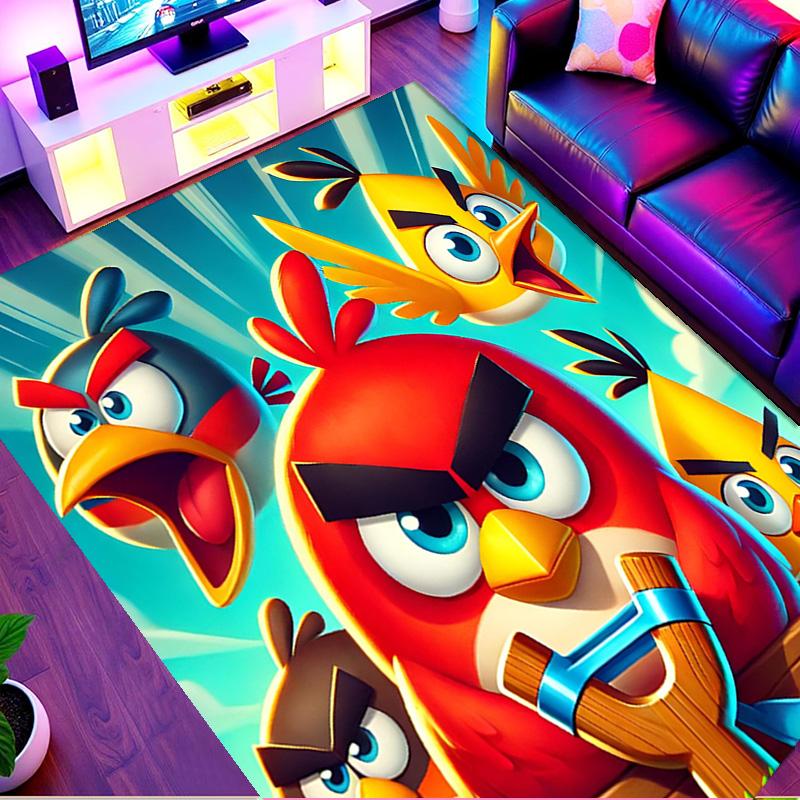Angry Birds Print Rug, Washable Floor Carpet, For Entryway Dorm Laundry Room Office Study, Home Decor Birthday Christmas Gift
