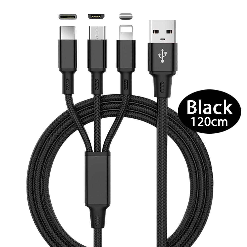 3 In 1 Fast Cable for Mobile Phone Fast Charger Micro USB Cable Type C Android Charger Cable for IPhone Three Data Charge Cable